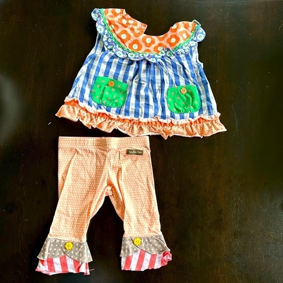 Matilda Jane Orange and Blue Kids Matching Set - Picture 1 of 4